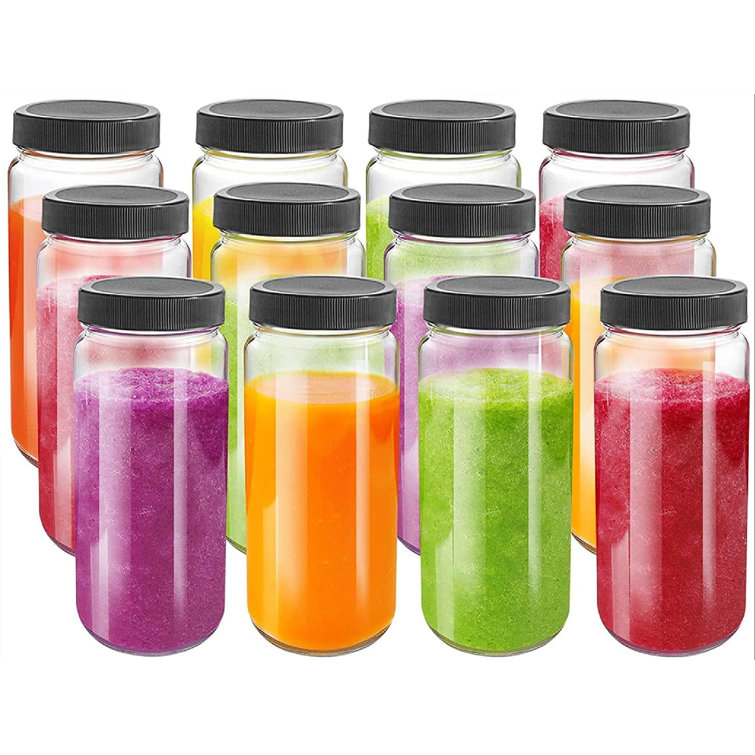 lameishuju Glass Juice Bottles Leak Proof With Plastic Airtight Lids